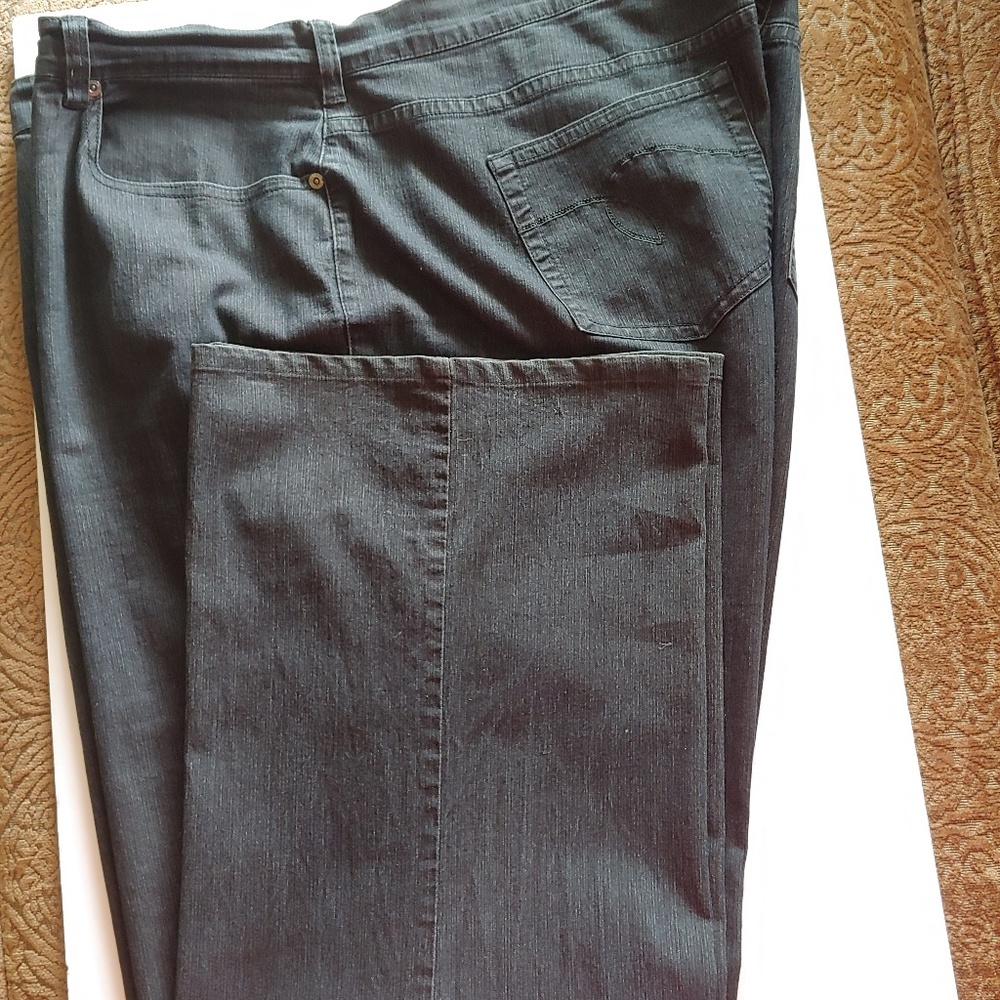 PLUS SIZE DARK WASH DENIM BOOT CUT JEANS - 26 TALL